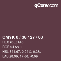 Código de color: CMYK 0 / 38 / 27 / 63 | qconv.com
