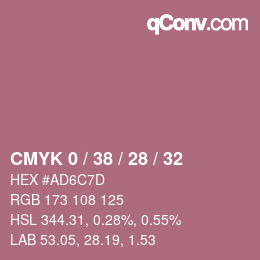 Color code: CMYK 0 / 38 / 28 / 32 | qconv.com