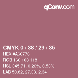 カラーコード: CMYK 0 / 38 / 29 / 35 | qconv.com