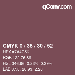 Farbcode: CMYK 0 / 38 / 30 / 52 | qconv.com