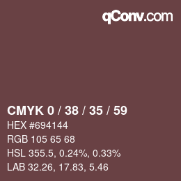 颜色代码: CMYK 0 / 38 / 35 / 59 | qconv.com