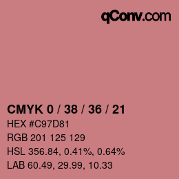 颜色代码: CMYK 0 / 38 / 36 / 21 | qconv.com