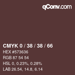 カラーコード: CMYK 0 / 38 / 38 / 66 | qconv.com