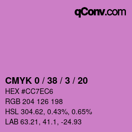 カラーコード: CMYK 0 / 38 / 3 / 20 | qconv.com