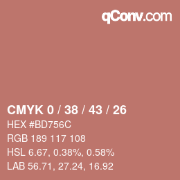 Color code: CMYK 0 / 38 / 43 / 26 | qconv.com