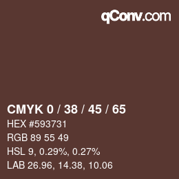 Farbcode: CMYK 0 / 38 / 45 / 65 | qconv.com