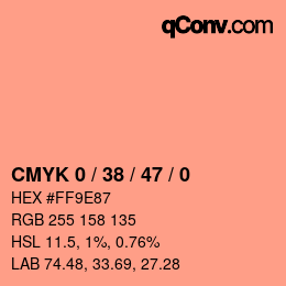 カラーコード: CMYK 0 / 38 / 47 / 0 | qconv.com