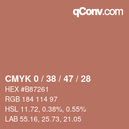 Código de color: CMYK 0 / 38 / 47 / 28 | qconv.com