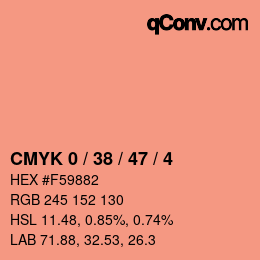 Farbcode: CMYK 0 / 38 / 47 / 4 | qconv.com