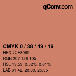 カラーコード: CMYK 0 / 38 / 49 / 19 | qconv.com
