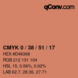 Farbcode: CMYK 0 / 38 / 51 / 17 | qconv.com