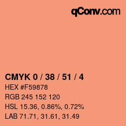 カラーコード: CMYK 0 / 38 / 51 / 4 | qconv.com