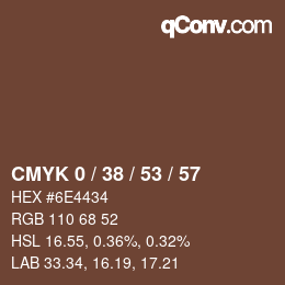 Color code: CMYK 0 / 38 / 53 / 57 | qconv.com