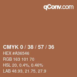 Farbcode: CMYK 0 / 38 / 57 / 36 | qconv.com