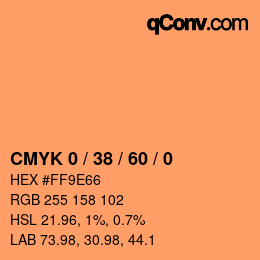 カラーコード: CMYK 0 / 38 / 60 / 0 | qconv.com