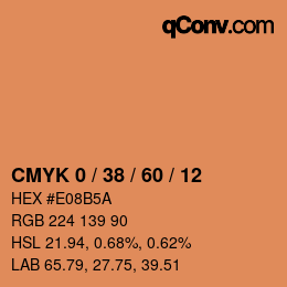 カラーコード: CMYK 0 / 38 / 60 / 12 | qconv.com