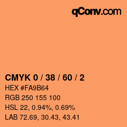 カラーコード: CMYK 0 / 38 / 60 / 2 | qconv.com