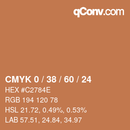 カラーコード: CMYK 0 / 38 / 60 / 24 | qconv.com
