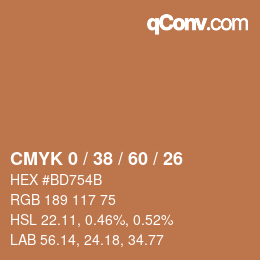 カラーコード: CMYK 0 / 38 / 60 / 26 | qconv.com