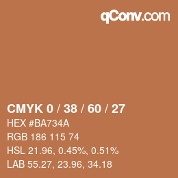 カラーコード: CMYK 0 / 38 / 60 / 27 | qconv.com