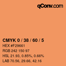 カラーコード: CMYK 0 / 38 / 60 / 5 | qconv.com