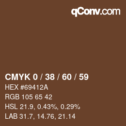 カラーコード: CMYK 0 / 38 / 60 / 59 | qconv.com
