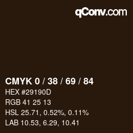 カラーコード: CMYK 0 / 38 / 69 / 84 | qconv.com
