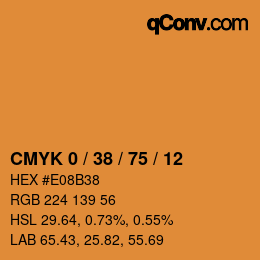 颜色代码: CMYK 0 / 38 / 75 / 12 | qconv.com