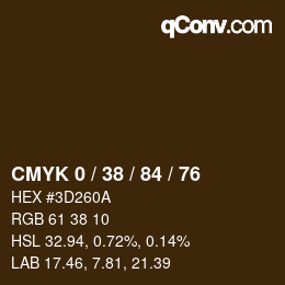 Farbcode: CMYK 0 / 38 / 84 / 76 | qconv.com
