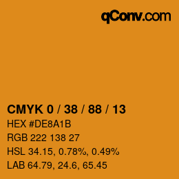 Code couleur: CMYK 0 / 38 / 88 / 13 | qconv.com