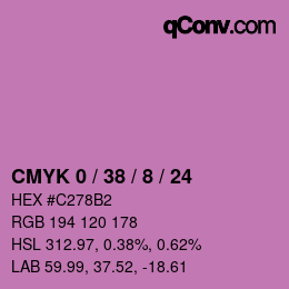 カラーコード: CMYK 0 / 38 / 8 / 24 | qconv.com