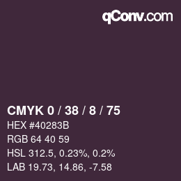 カラーコード: CMYK 0 / 38 / 8 / 75 | qconv.com