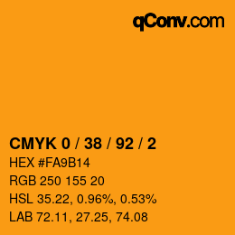 カラーコード: CMYK 0 / 38 / 92 / 2 | qconv.com
