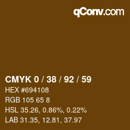 颜色代码: CMYK 0 / 38 / 92 / 59 | qconv.com