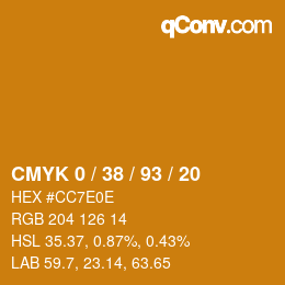 カラーコード: CMYK 0 / 38 / 93 / 20 | qconv.com