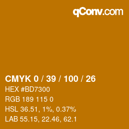 颜色代码: CMYK 0 / 39 / 100 / 26 | qconv.com