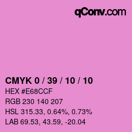 カラーコード: CMYK 0 / 39 / 10 / 10 | qconv.com