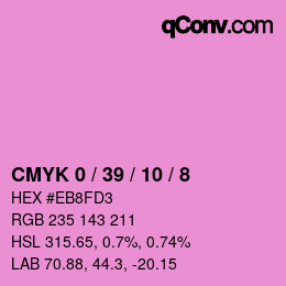 カラーコード: CMYK 0 / 39 / 10 / 8 | qconv.com - big