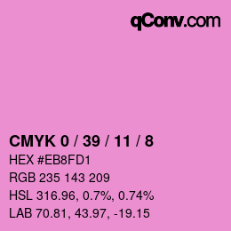 カラーコード: CMYK 0 / 39 / 11 / 8 | qconv.com
