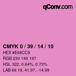 カラーコード: CMYK 0 / 39 / 14 / 10 | qconv.com