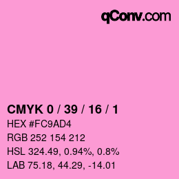 カラーコード: CMYK 0 / 39 / 16 / 1 | qconv.com
