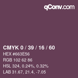 カラーコード: CMYK 0 / 39 / 16 / 60 | qconv.com