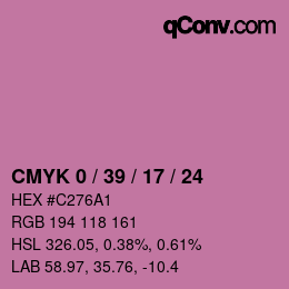 カラーコード: CMYK 0 / 39 / 17 / 24 | qconv.com