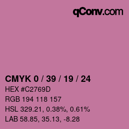 Color code: CMYK 0 / 39 / 19 / 24 | qconv.com