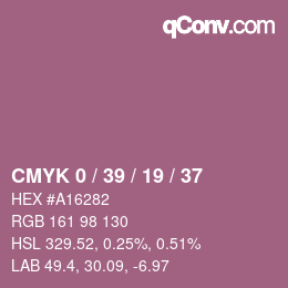 カラーコード: CMYK 0 / 39 / 19 / 37 | qconv.com