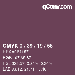 Farbcode: CMYK 0 / 39 / 19 / 58 | qconv.com