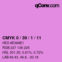 カラーコード: CMYK 0 / 39 / 1 / 11 | qconv.com