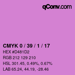 カラーコード: CMYK 0 / 39 / 1 / 17 | qconv.com