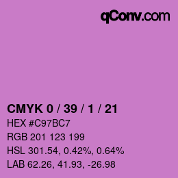 カラーコード: CMYK 0 / 39 / 1 / 21 | qconv.com