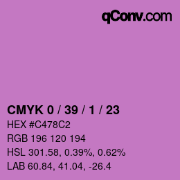 カラーコード: CMYK 0 / 39 / 1 / 23 | qconv.com